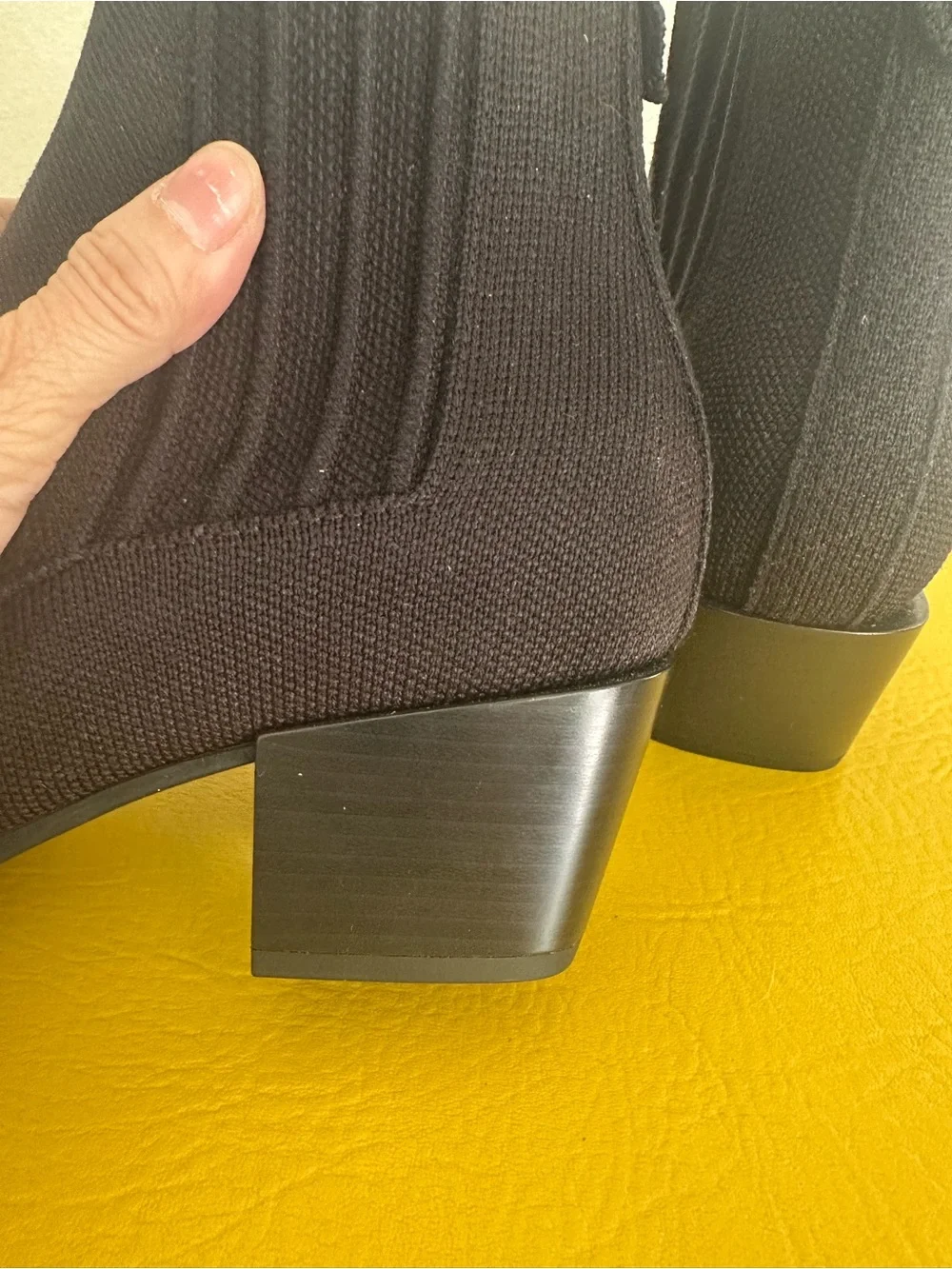 Rothy’s Western Black Women's Knit Block Heel Ankle Boots